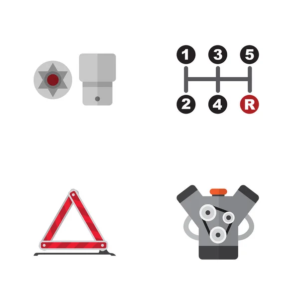 Flat Icon Service Set of Carrying, Turnscrew, Warning And Other Vector Objects. Включает в себя аварийные ситуации, отвертку, элементы автомобиля . — стоковый вектор