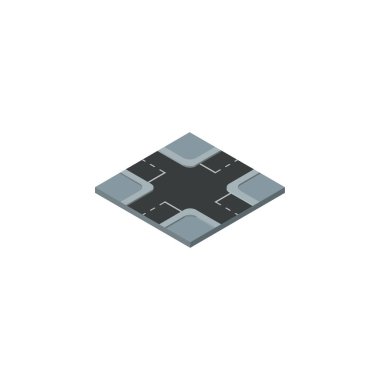 Kavşak izometrik izole. Kavşak vektör öğesi kullanılan kavşak, kavşak, yol tasarım konsepti için.