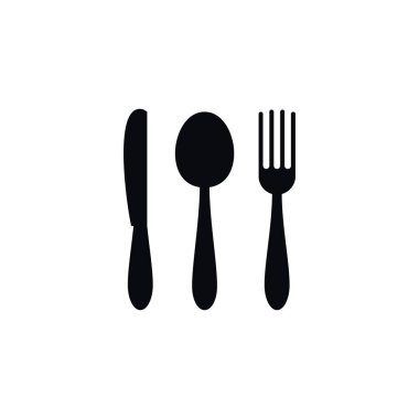 İzole çatal bıçak simgesi. Paslanmaz vektör öğesi kullanılan bıçak, kaşık, çatal tasarım konsepti için.