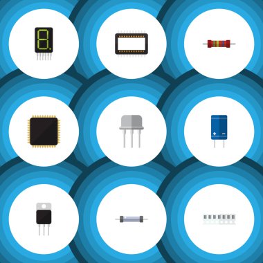 Direnç, Cpu, düz simge teknoloji Set hesaplamak ve diğer vektör nesnelerine. Ayrıca alıcı, direnç, işlemci öğeleri içerir.