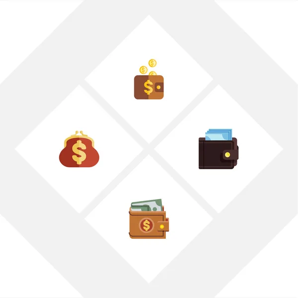 Set de billetera de iconos planos de ahorro, Billfold, pago y otros objetos vectoriales. También incluye dinero, pago, elementos Billfold . — Vector de stock