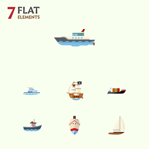 stock vector Flat Icon Boat Set Of Tanker, Vessel, Transport And Other Vector Objects. Also Includes Yacht, Tanker, Transport Elements.