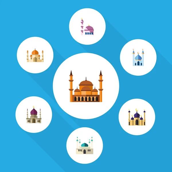 Flat Icon Minaret Set Of Mosque, Religion, Architecture And Other Vector Objects. Also Includes Minaret, Building, Muslim Elements. — Stock Vector