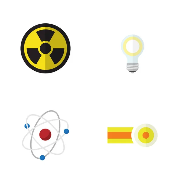 Flat ikonen vetenskap uppsättning omloppsbana, bestrålning, glödlampa och andra vektorobjekt. Innehåller även glödlampa, bestrålning, glödlampa element. — Stock vektor