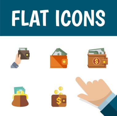 Düz simgesi cüzdanınızdan kümesi ödeme, cüzdan, çanta ve diğer vektör nesneleri. Ayrıca para, çanta, ödeme öğeleri içerir.