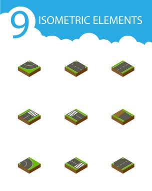 İzometrik yol kümesi eksik, yukarı doğru yaya ve diğer vektör nesnelerine. Ayrıca yol, asfalt, tek öğeleri içerir.