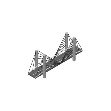 Otoyol izometrik izole. Köprü vektör öğesi kullanılan Köprü, süspansiyon, karayolu tasarım konsepti için.