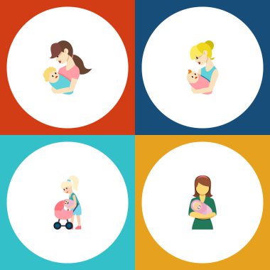 Düz simgesi Mam kümesi kadın, üst, alt ve diğer vektör nesneleri. Ayrıca çocuk, üst, alt öğeler içerir.