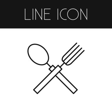 Kaşık çatal anahat ile izole. Dishware vektör öğesi kullanılan kaşık, çatal, Restoran tasarım konsepti için.