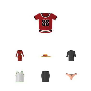 Düz simgesi elbise şık, giyim, Giysi, Singlet ve diğer vektör nesnelerini ayarlayın. Ayrıca kadın, Singlet, Kimono öğeleri içerir.