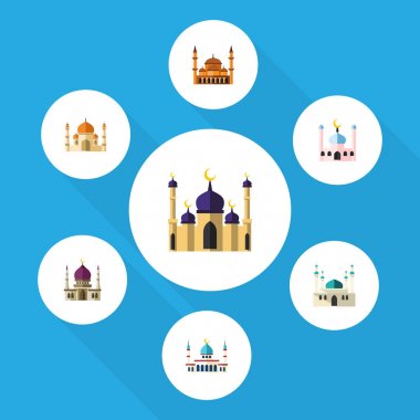 Düz simgesi Camii kümesi Müslüman, din, Müslümanlık ve diğer vektör nesneleri. Aynı zamanda din, Minare, yapı unsurları içerir.