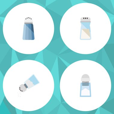 Düz simgesi sodyum sodyum, baharat, çeşni ve diğer vektör nesneleri kümesi. Ayrıca tuz, sodyum, baharat unsurları içerir.