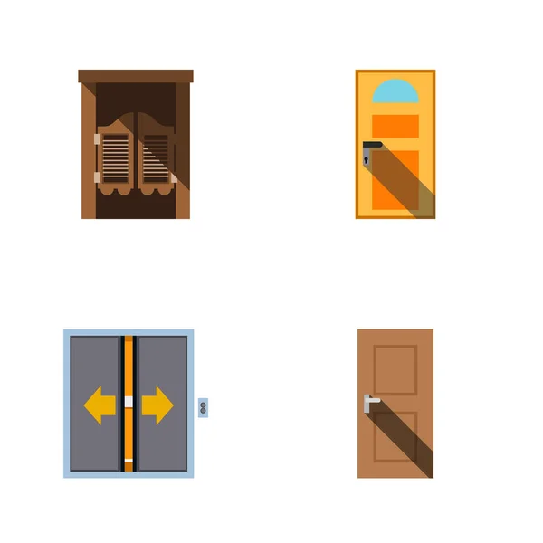 Sada ploché ikon dveře vchod, Lobby, Exit a ostatní vektorové objekty. Zahrnuje také Lobby, Exit, vrat. — Stockový vektor