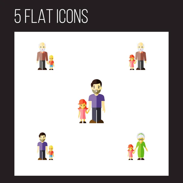 Flat Icon Family Set Of Son, avô, neto Vector Objects. Também inclui neto, avó, elementos do pai . —  Vetores de Stock