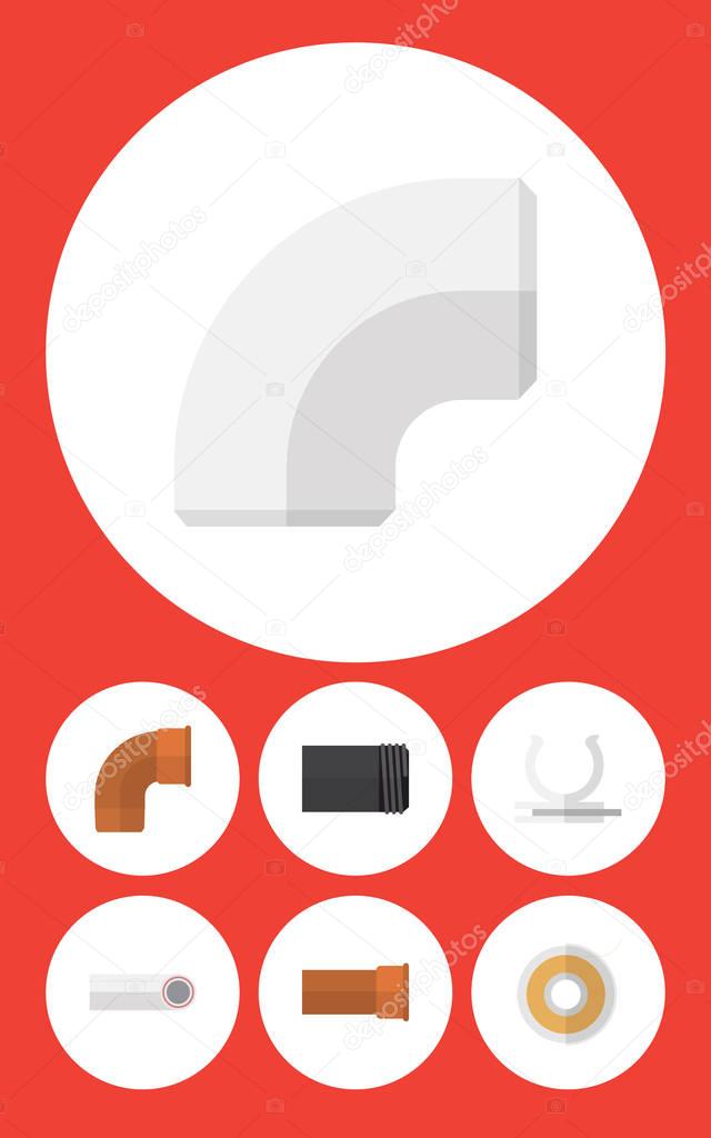 Flat Icon Industry Set Of Drain, Tube, Iron And Other Vector Objects. Also Includes Iron, Water, Teflon Elements.