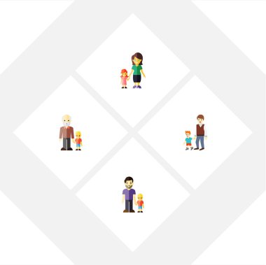 Düz simgesi yakınları oğlu, kızı, çocuklar ve diğer vektör nesneleri ayarlayın. Ayrıca oğlu, erkek, anne öğeleri içerir.