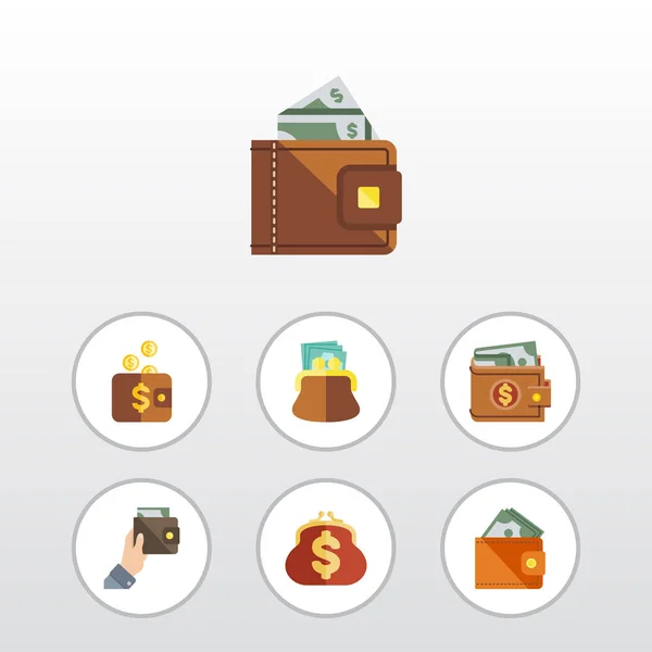Icône plate Billfold ensemble de finances, sac à main, paiement et autres objets vectoriels. Comprend également Billfold, pochette, éléments de portefeuille . — Image vectorielle