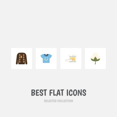 Düz simgesi Pamuk pamuk, kazak, örgü ve diğer vektör nesneleri küme. Örgü, Skein, bluz öğeleri de içerir.