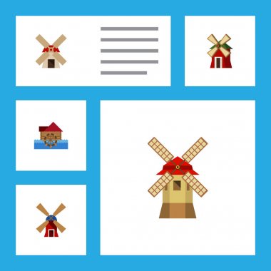 Türbin, Watermill, Rüzgar enerjisi ve diğer vektör nesnelerini düz simgesi alternatif kümesi. Ayrıca Rüzgar, değirmen, Watermill öğeleri içerir.