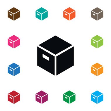 İzole karton simgesi. Parsel vektör öğesi kullanılan kutu, karton, koli tasarım konsepti için.