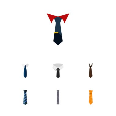 Düz simgesi giyim, giyim, terzilik, kravat ve diğer vektör nesnelerini ayarlayın. Ayrıca moda, kravat, kravat öğeleri içerir.