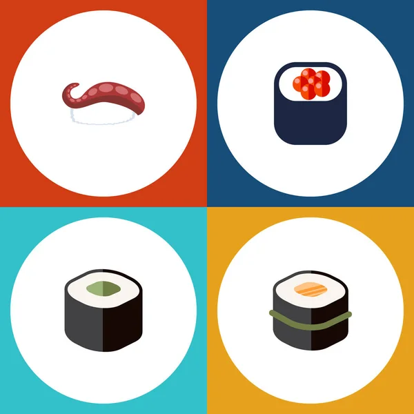 Ensemble plat de saumon d'icône de manger, sashimi, sushi et autres objets vectoriels. Comprend également la nourriture, japonais, éléments Sashimi . — Image vectorielle