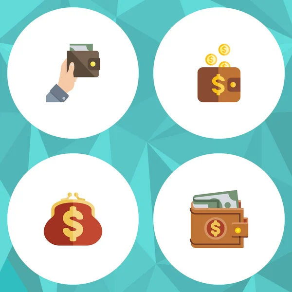 Flat Icon Purse Set Of Purse, Money, Saving And Other Vector Objects. Also Includes Wallet, Billfold, Money Elements. — Stock Vector