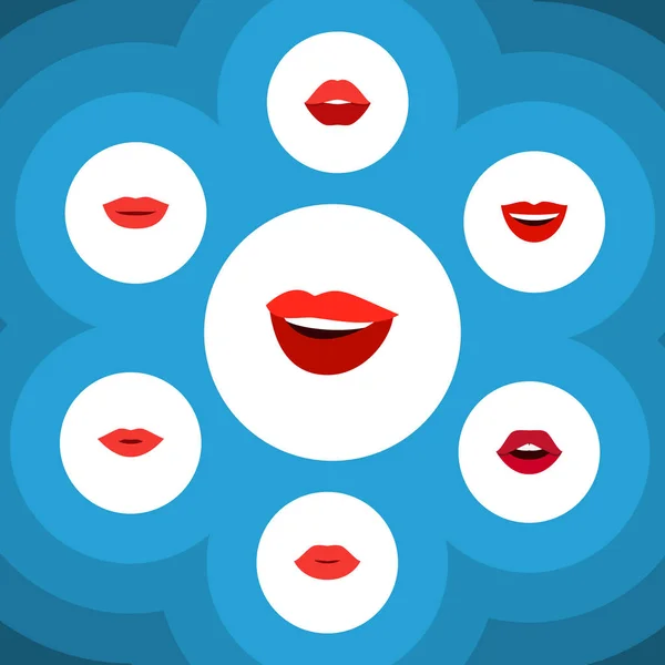 Platte pictogram mond Set lippen, lippenstift, tanden en andere vectorobjecten. Kernelementen voor monding van Rouge, make-up, ook. — Stockvector
