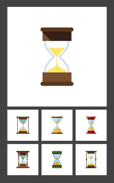 Platte zandloper pictogrammenset maateenheid, laden, klok en andere vectorobjecten. Ook kernelementen klok, Instrument, zand. — Stockvector