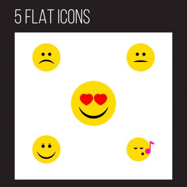 Düz simgesi hareket kümesi sıktı, sevinç, üzgün ve diğer vektör nesneleri. Ayrıca üzgün, içerir kaşlarını, öğeleri şarkı.