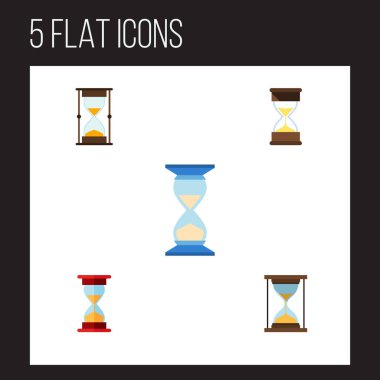 Düz simgesi kum kum zamanlayıcı, yükleme, araç vektör nesneleri kümesi. Ayrıca zamanlayıcı, kum saati, enstrüman unsurları içerir.