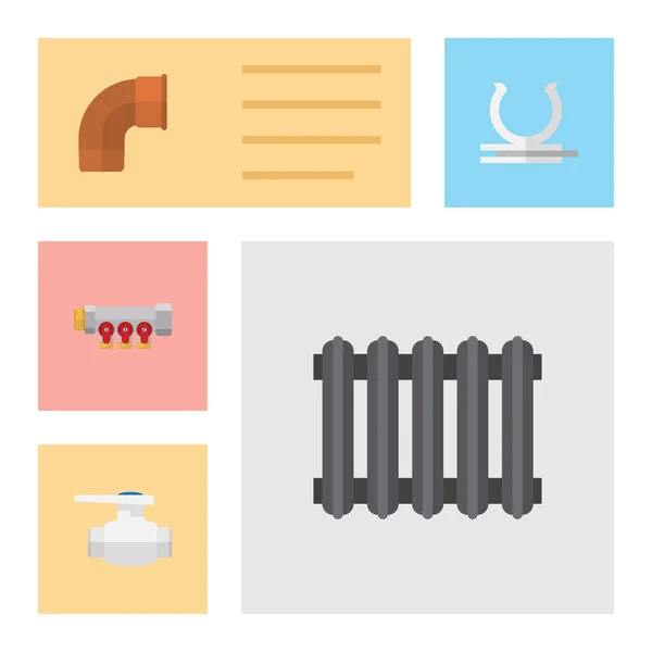 Flat Icon Industry Set Of Flange, Heater, Pipework And Other Vector Objects. Also Includes Radiator, Heater, Holder Elements. — Stock Vector