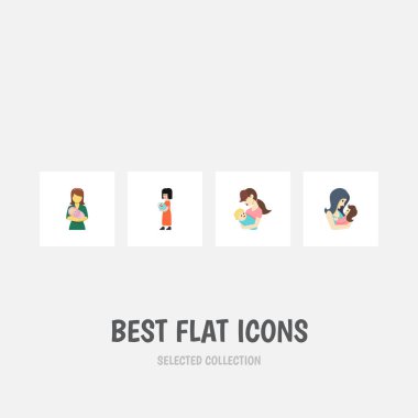 Düz simgesi üst kümesi yeni doğmuş bebek, kadın, çocuk ve diğer vektör nesneleri. Çocuk, anne, anne öğeleri de içerir.