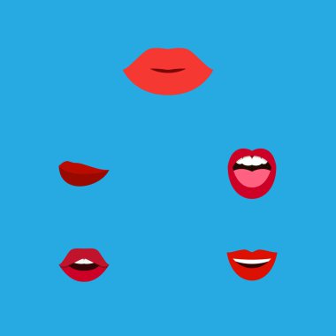 Düz simgesi ağız kümesi gülümseme, dil, diş ve diğer vektör nesneleri. Ayrıca dil, ağız, Rouge unsurları içerir.