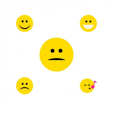 Düz simgesi yüz kümesi sevinç, Descant, sırıtış ve diğer vektör nesneleri. Ayrıca şarkı, yüz, Sing unsurları içerir.