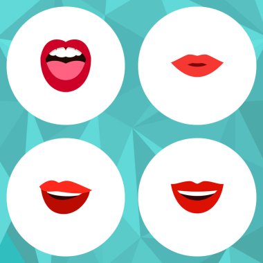 Düz simgesi ağız kümesi gülümseme, dil, pomad ve diğer vektör nesneleri. Ayrıca pomad, dudaklar, gülmek unsurları içerir.