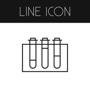 Laboratuvar anahat izole. Şişesi vektör öğesi kullanılan Flask, laboratuvar, tüp tasarım konsepti için.