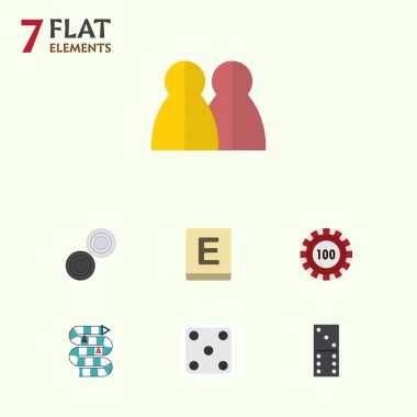 Düz simge oyunları insanlar, Mahjong, Bones oyun ve diğer vektör nesnelerini ayarlayın. Ayrıca tavla, Chip, oyun elemanları içerir.