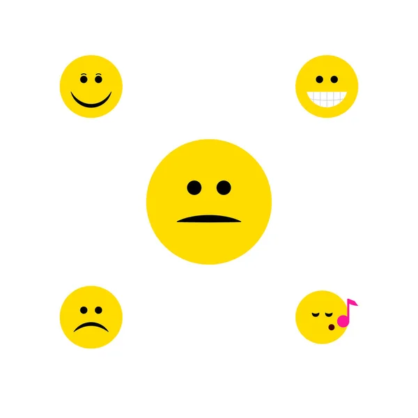 Flat Icon Face Set Of Joy, Descant, Grin Dan Lainnya Vektor Objek. Juga termasuk Song, Face, Sing Elements . - Stok Vektor