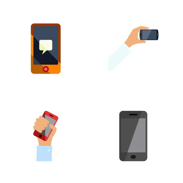Телефонный чат, телефон, смартфон и другие векторные объекты. Также включает в себя мобильный телефон, холдинг, элементы чата . — стоковый вектор