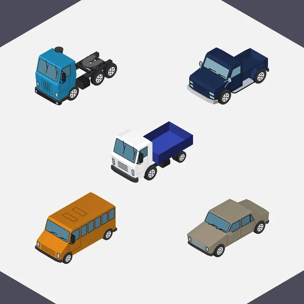 Isometric Car Set Of Lorry, Truck, Suv And Other Vector Objects. Also Includes Pickup, Auto, Suv Elements. — Stock Vector