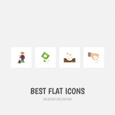 Düz simgesi tohum kümesi adam, tohum, ekmek ve diğer vektör nesneleri. Ayrıca kürek, içerir tohum, adam öğeleri.