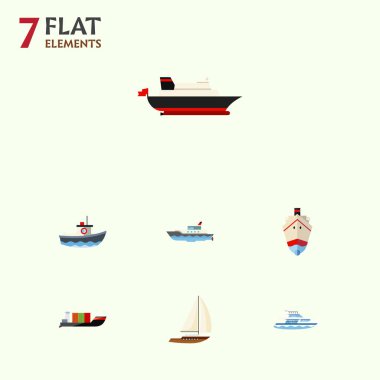 Düz simgesi gemi kümesi yelkenli, Tanker, kargo ve diğer vektör nesneleri. Ayrıca taşıma, Tanker, gemi öğeleri içerir.