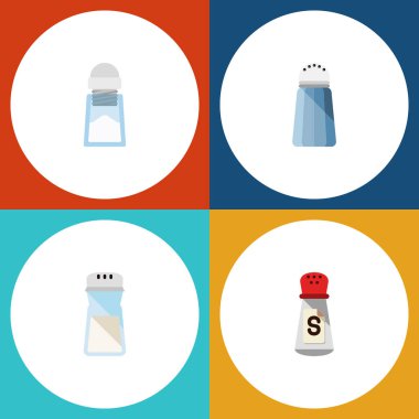 Düz simgesi sodyum sodyum, baharat, tuzluk ve diğer vektör nesneleri kümesi. Ayrıca Tuzluk, şişe, sodyum öğeleri içerir.