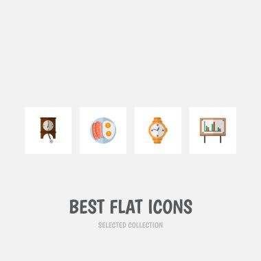 Simge düz hayat sarkaç, Kahvaltı, grafik ve diğer vektör nesnelerini ayarlayın. Ayrıca içerir saat, saati, yumurta öğeleri.