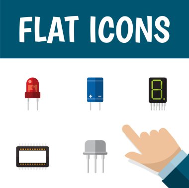 Simge düz elektronik alıcı, birim, muhalefet ve diğer vektör nesneleri kümesi. Ayrıca içerir transistör, hesap makinesi, ekran öğeleri.