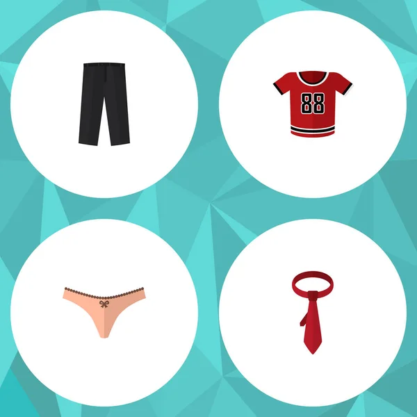 Icon platte kledingstuk set van uniform, panties, broeken en andere vectorobjecten. Ook kernelementen slipje, uniform, shirt. — Stockvector