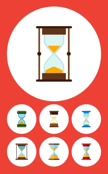 Icône chronomètre plat ensemble d'objets vectoriels de chargement, d'attente, de sablage. Comprend également minuterie, sablier, éléments en verre de sable . — Image vectorielle