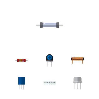 Simge düz elektronik direnç, ram, muhalefet ve diğer vektör nesnelerini ayarlayın. Ayrıca alıcı, transistör, direnç öğeleri içerir.