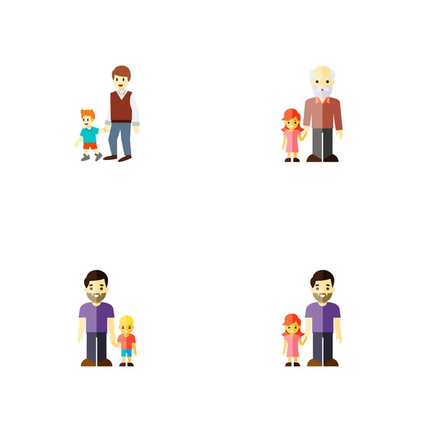Icon platte familieleden set van dochter, kleinkind, broers vectorobjecten. Ook familie, vader, opa elementen. — Stockvector
